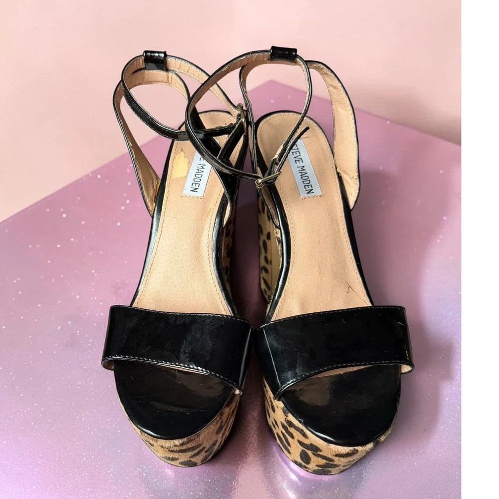Steve Madden - Shazzam Leopard Pony Hair Platform Sandals - Women's Size 10M